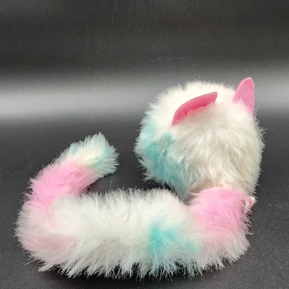 Pomsies Pink White Teal Blossom Cat Plush Interactive Toy Wrap Tail Pastelcore